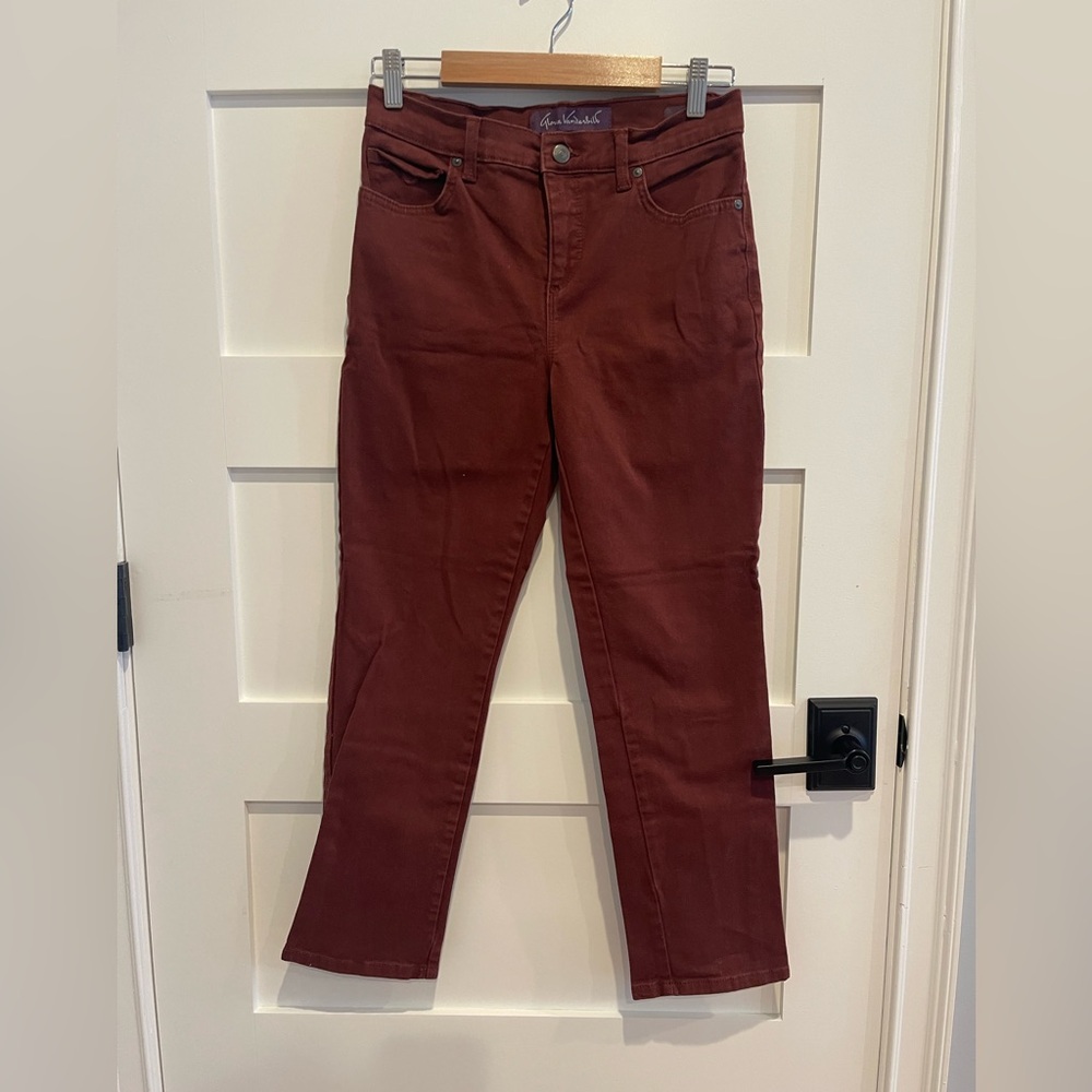 Gloria Vanderbilt Women's Amanda Straight Leg High Rise Jeans in Maroon Petite 4